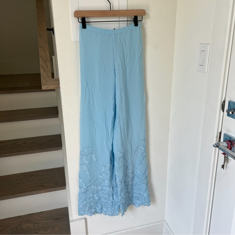 NWT La Perla Blue and Silver Pajamas with Elegant Embroidery - Picture 2 of 6